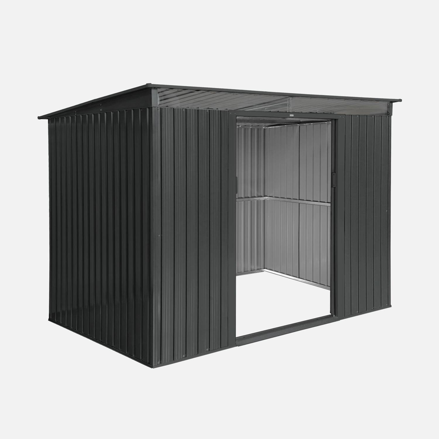 Casetta da giardino in metallo 4,85m2 con lucernario, Audomarois, Antracite, 261x181x186 cm Photo3
