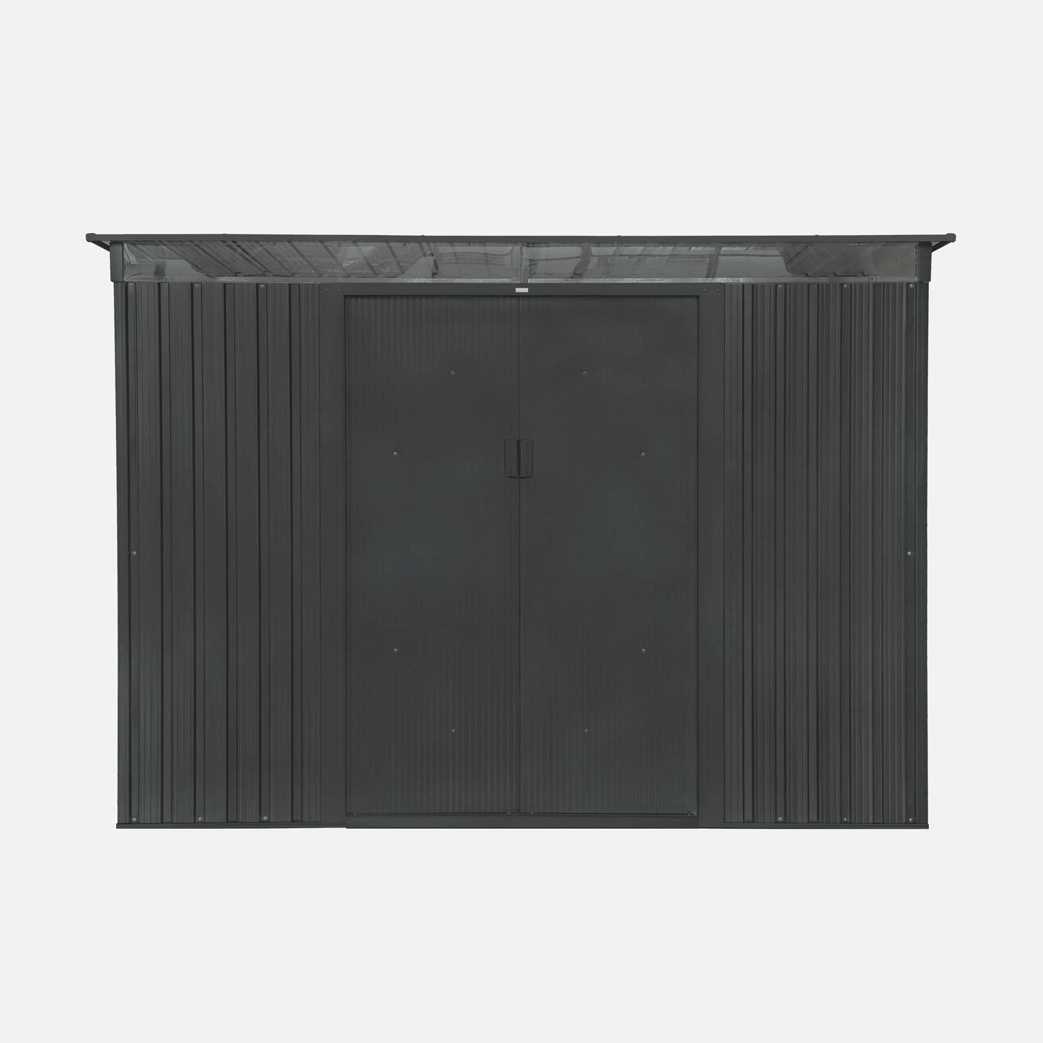 Casetta da giardino in metallo 4,85m2 con lucernario, Audomarois, Antracite, 261x181x186 cm Photo2
