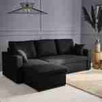 3-seater reversible black corner sofa bed with storage box, black L219xD81xH68cm, IDA Photo1