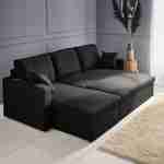3-seater reversible black corner sofa bed with storage box, black L219xD81xH68cm, IDA Photo2