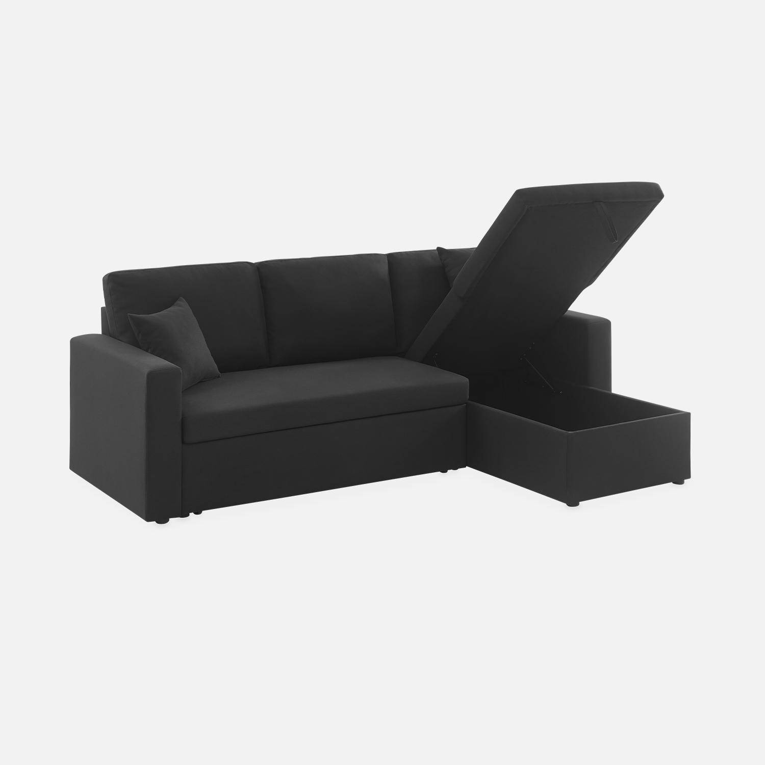 3-seater reversible black corner sofa bed with storage box, black L219xD81xH68cm, IDA,sweeek,Photo8