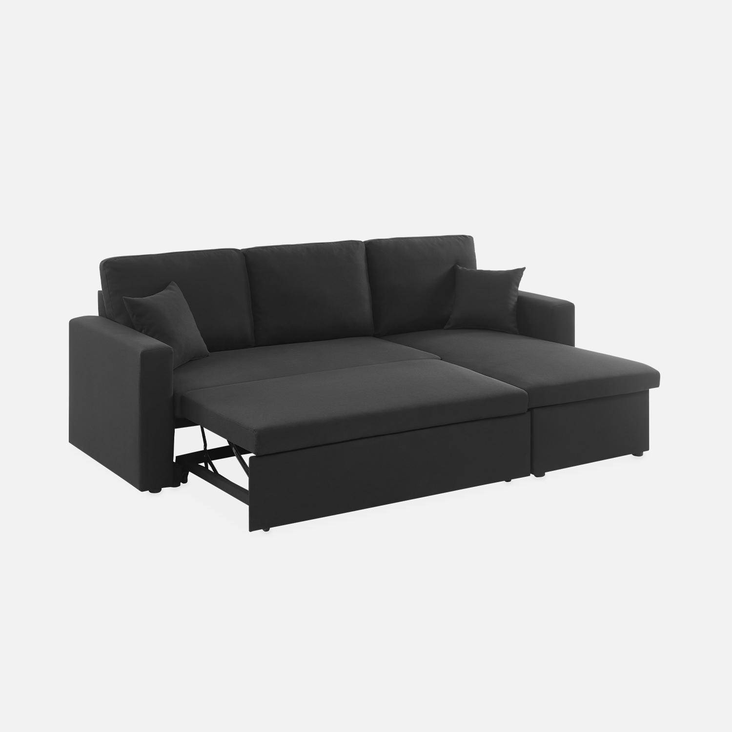 3-seater reversible black corner sofa bed with storage box, black L219xD81xH68cm, IDA,sweeek,Photo9