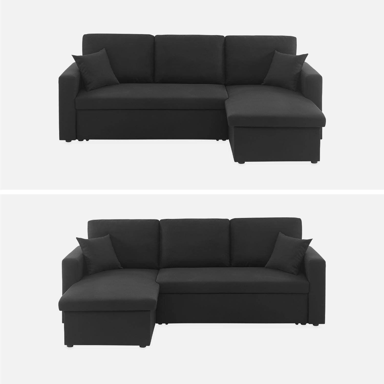 3-seater reversible black corner sofa bed with storage box, black L219xD81xH68cm, IDA,sweeek,Photo6