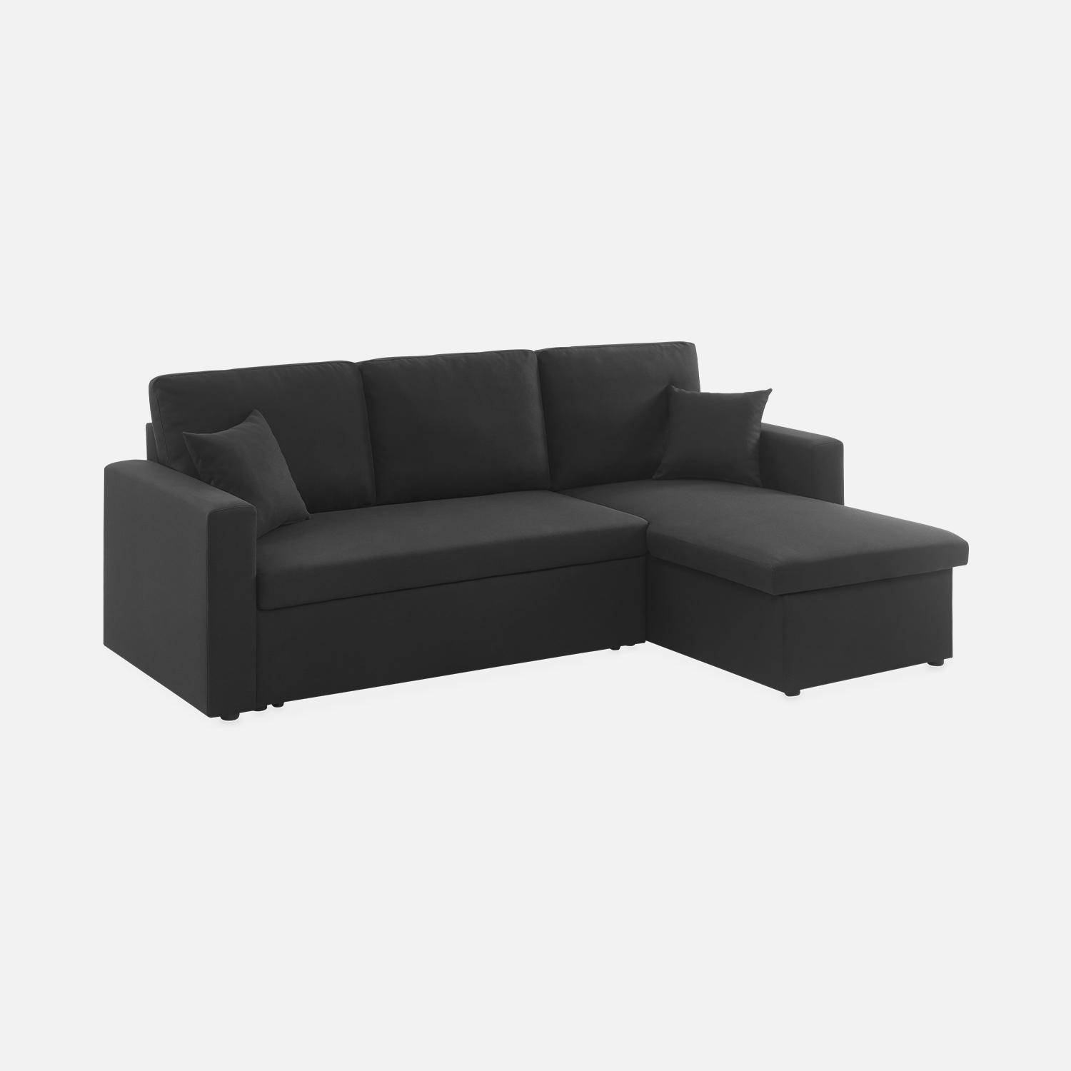 3-seater reversible black corner sofa bed with storage box, black L219xD81xH68cm, IDA,sweeek,Photo5