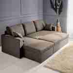 3-seater reversible brown corner sofa bed with storage box, brown, L219xD81xH68cm, IDA Photo2