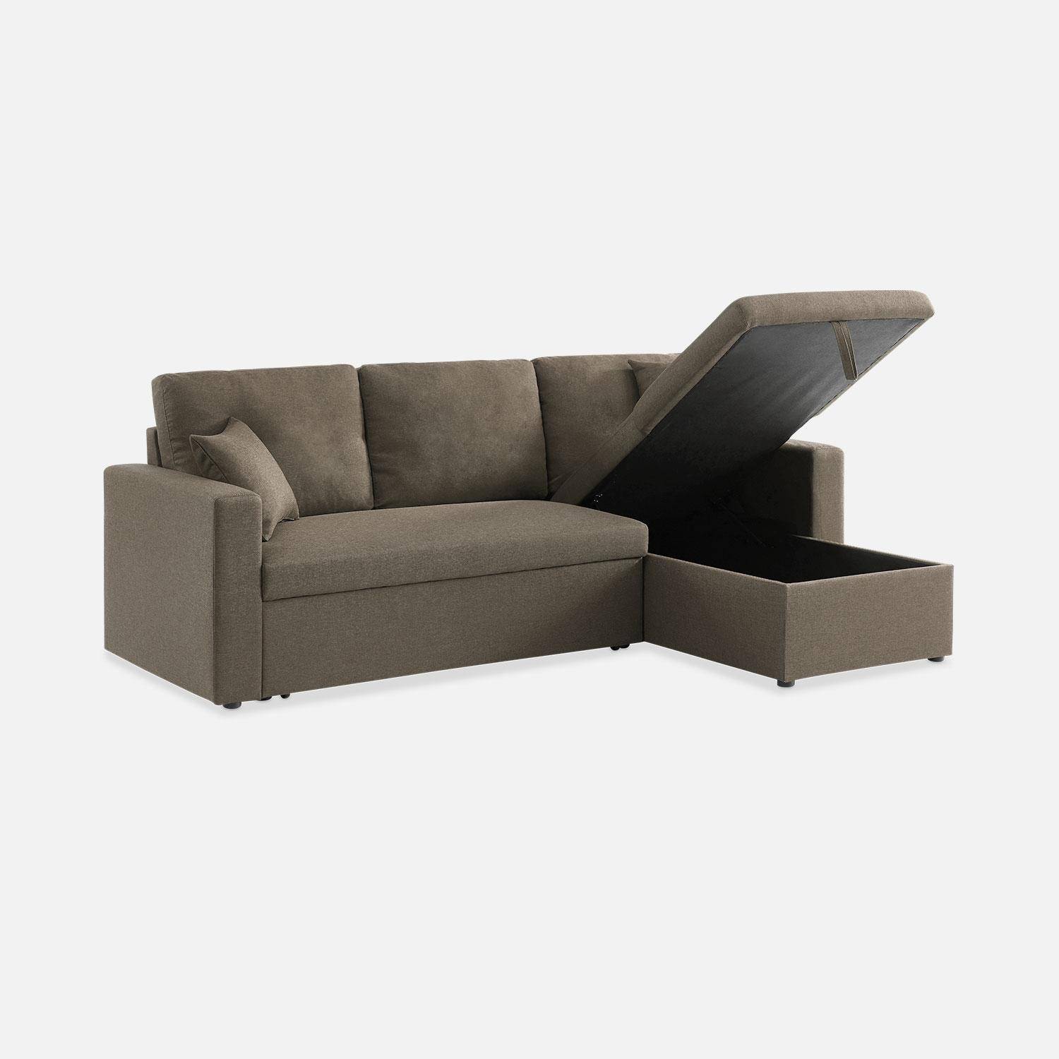 3-seater reversible brown corner sofa bed with storage box, brown, L219xD81xH68cm, IDA,sweeek,Photo8