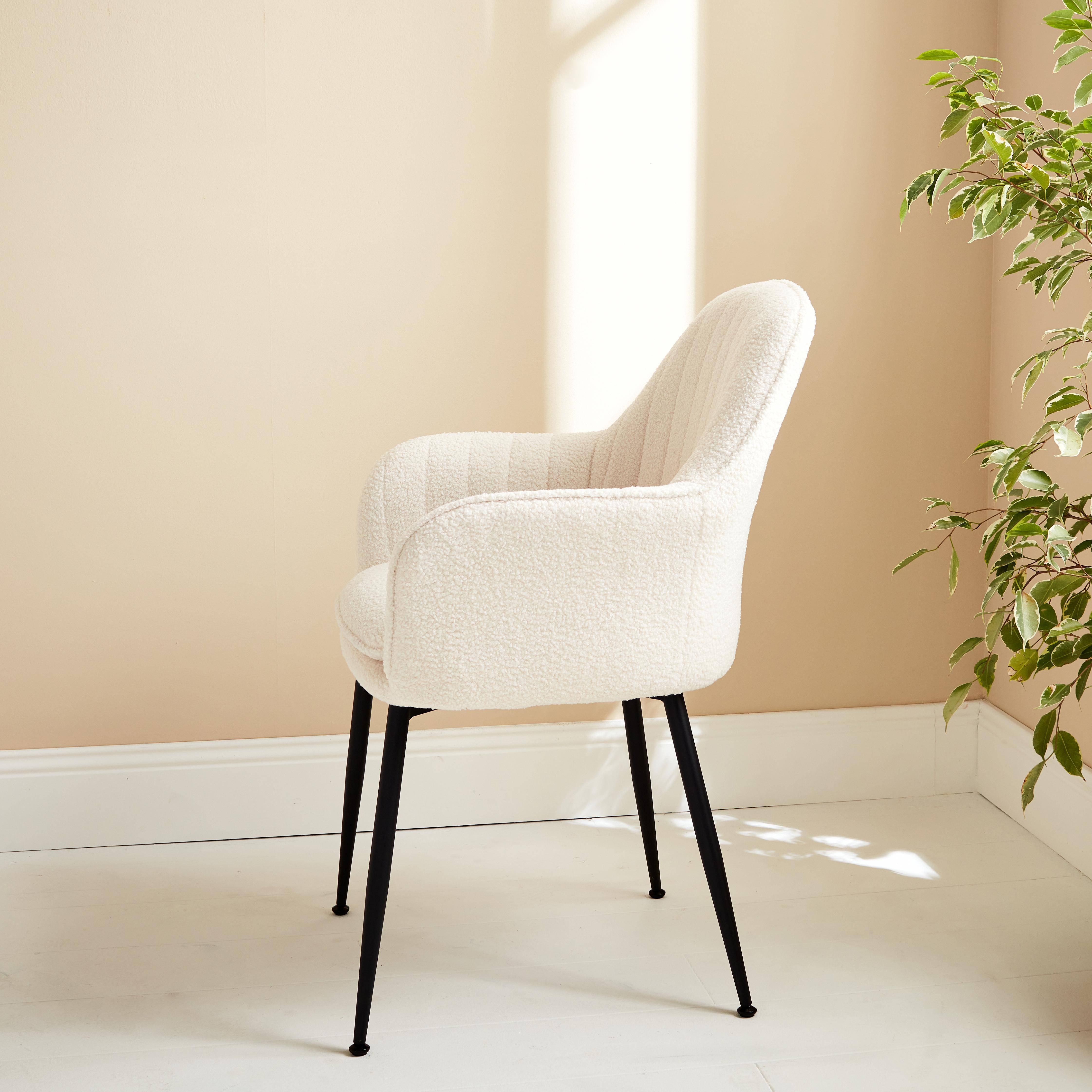 Boucle armchair with metal legs, 58x58x85cm - Shella Boucle - White,sweeek,Photo2