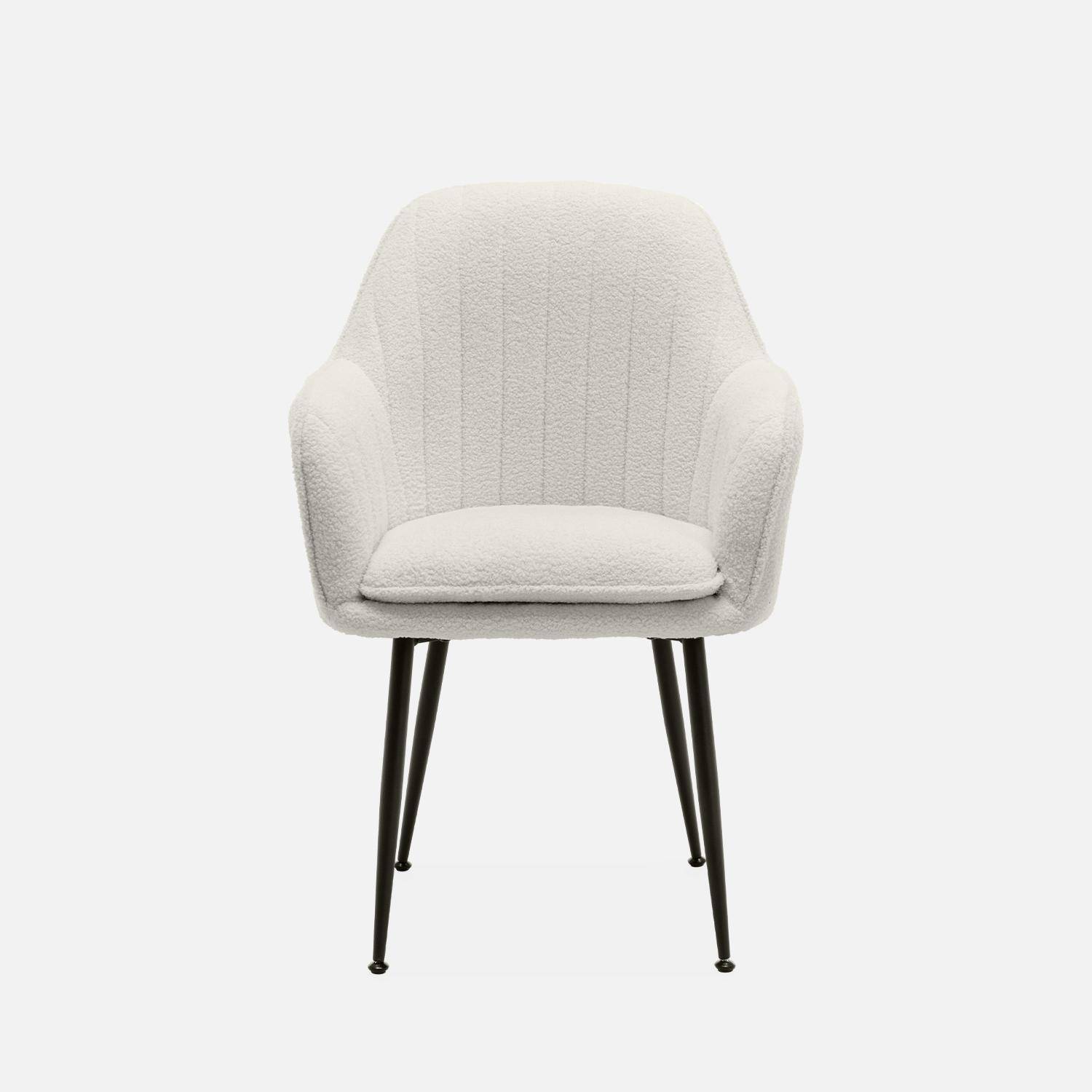Boucle armchair with metal legs, 58x58x85cm - Shella Boucle - White,sweeek,Photo4