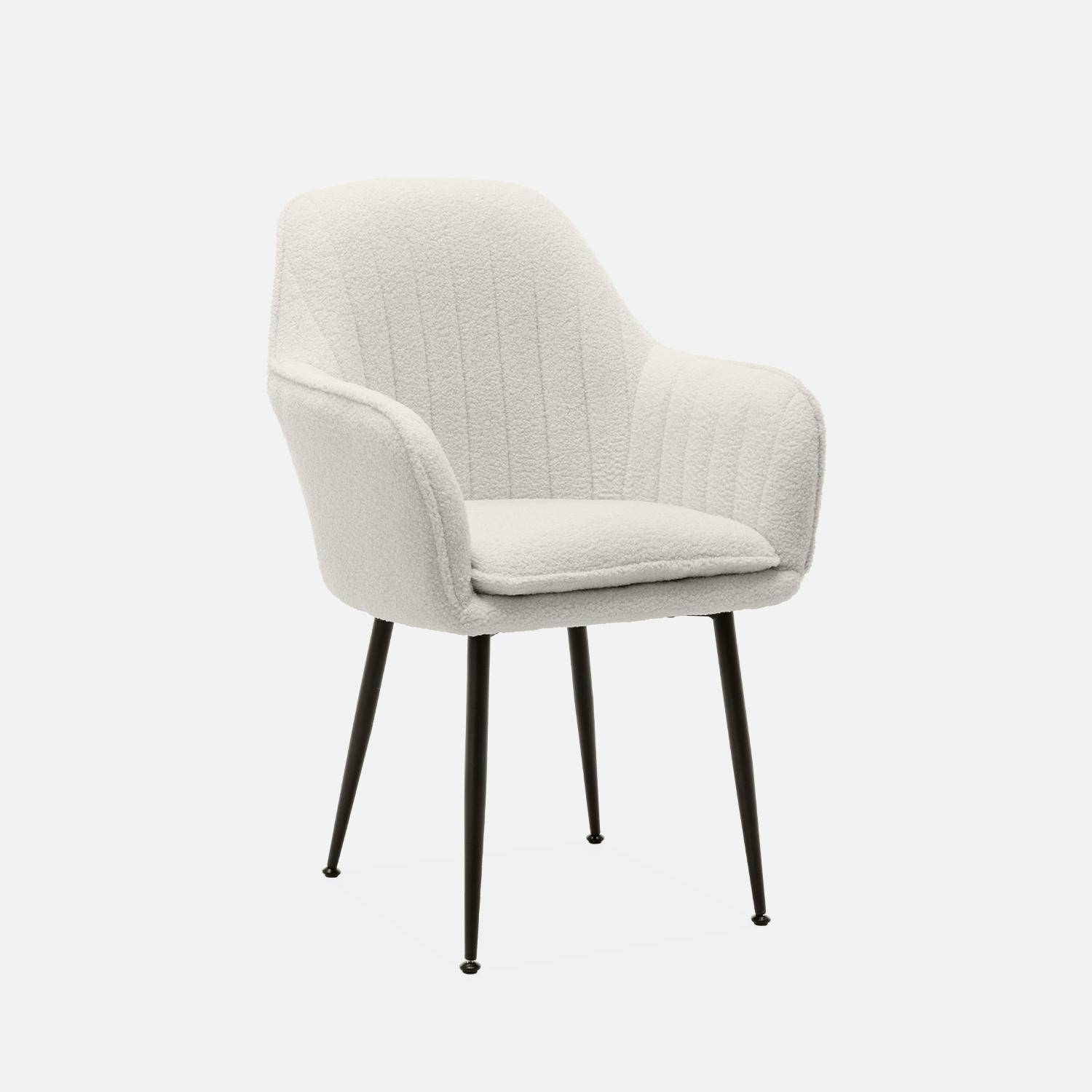 Boucle armchair with metal legs, 58x58x85cm - Shella Boucle - White,sweeek,Photo3