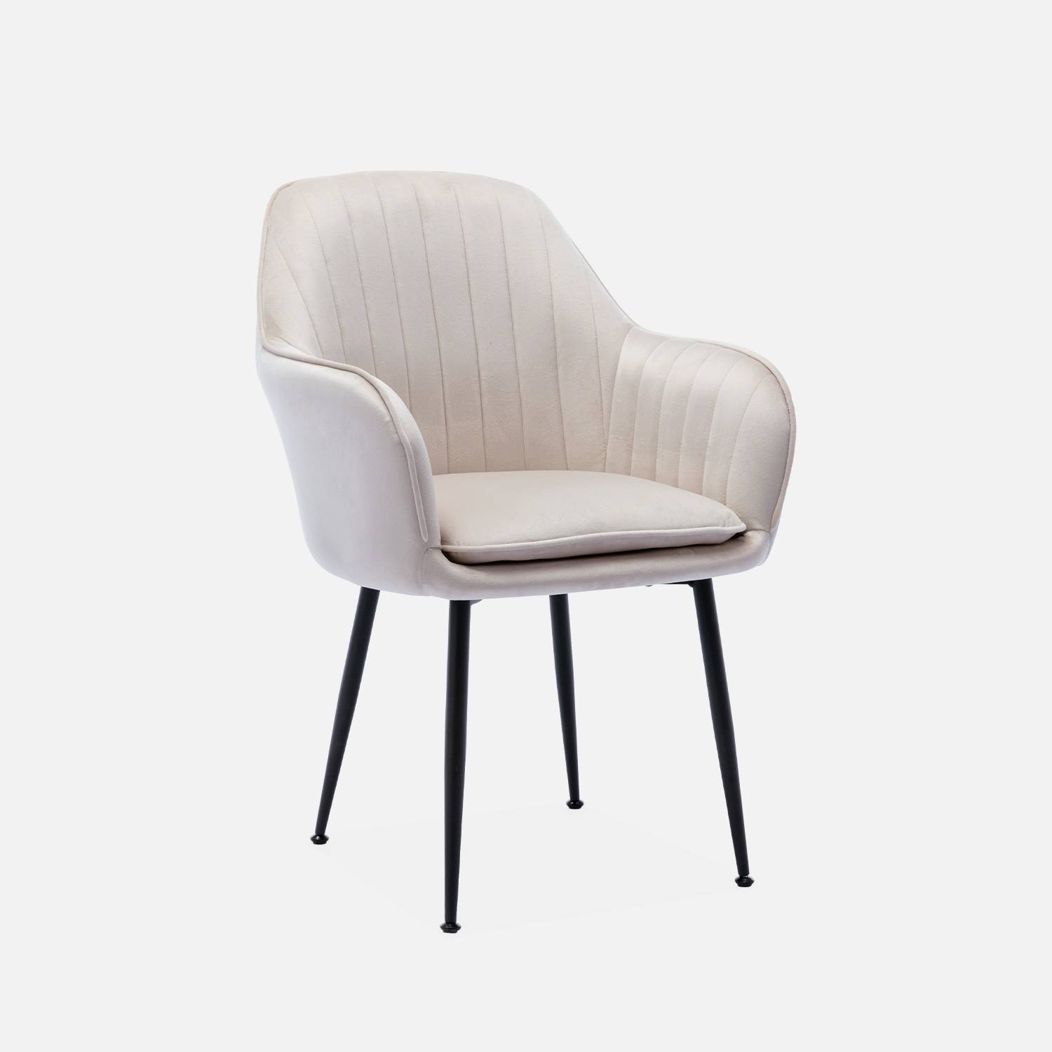 Velvet armchair with metal legs, 58x58x85cm - White | sweeek