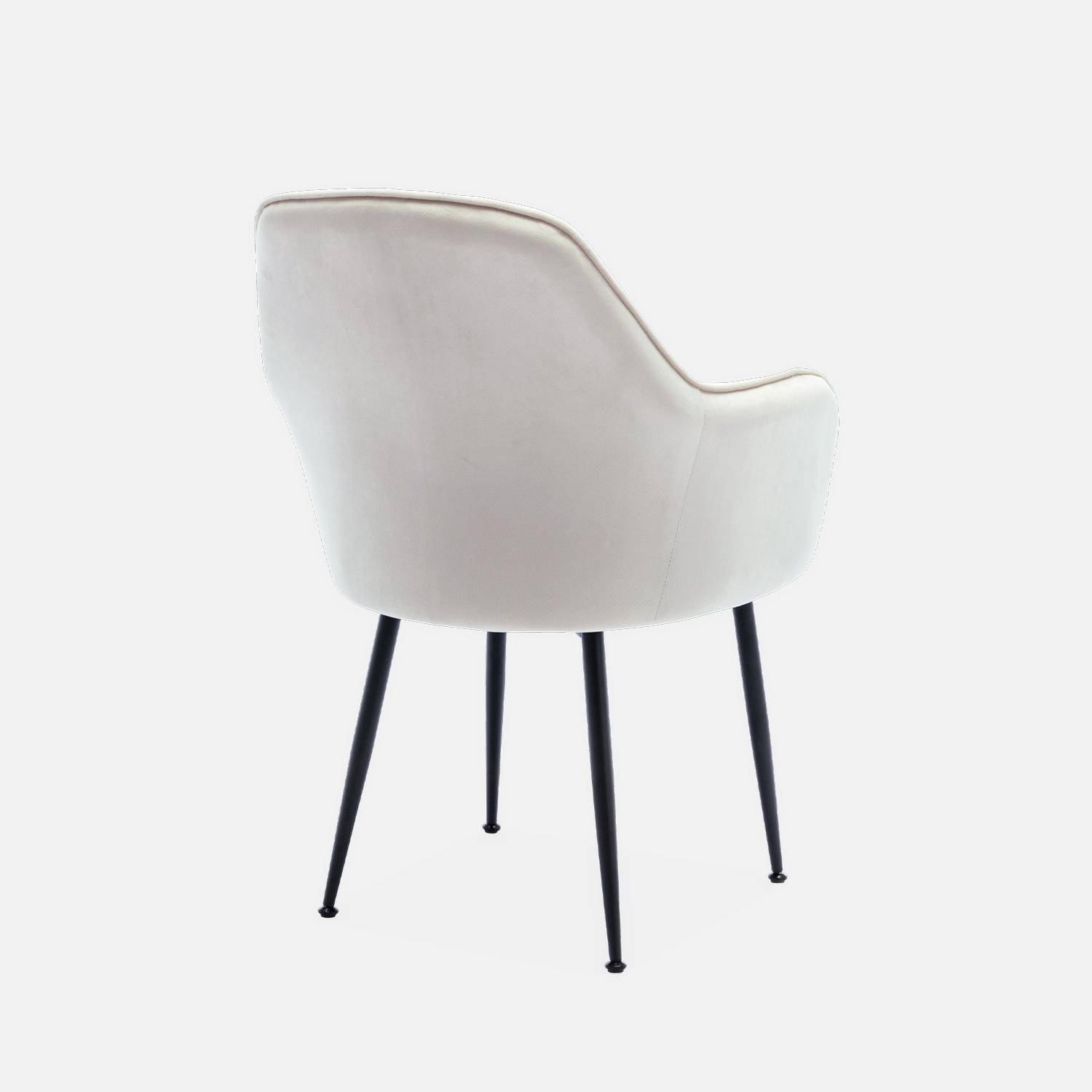 Velvet armchair with metal legs, 58x58x85cm - Shella - White Photo5