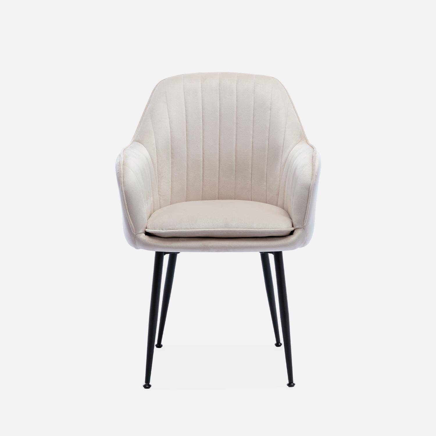 Velvet armchair with metal legs, 58x58x85cm - Shella - White Photo4