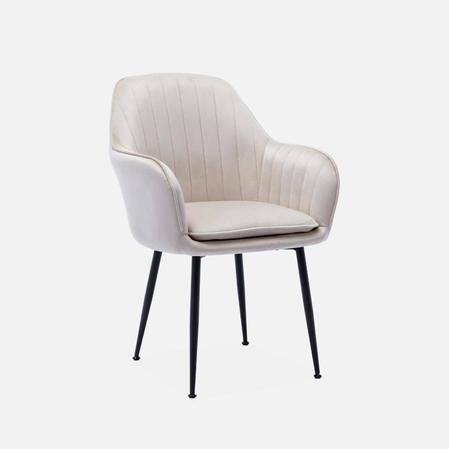 Accent chair with metal legs, Shella velvet, Off-White, 57x59x84.5 cm Photo3