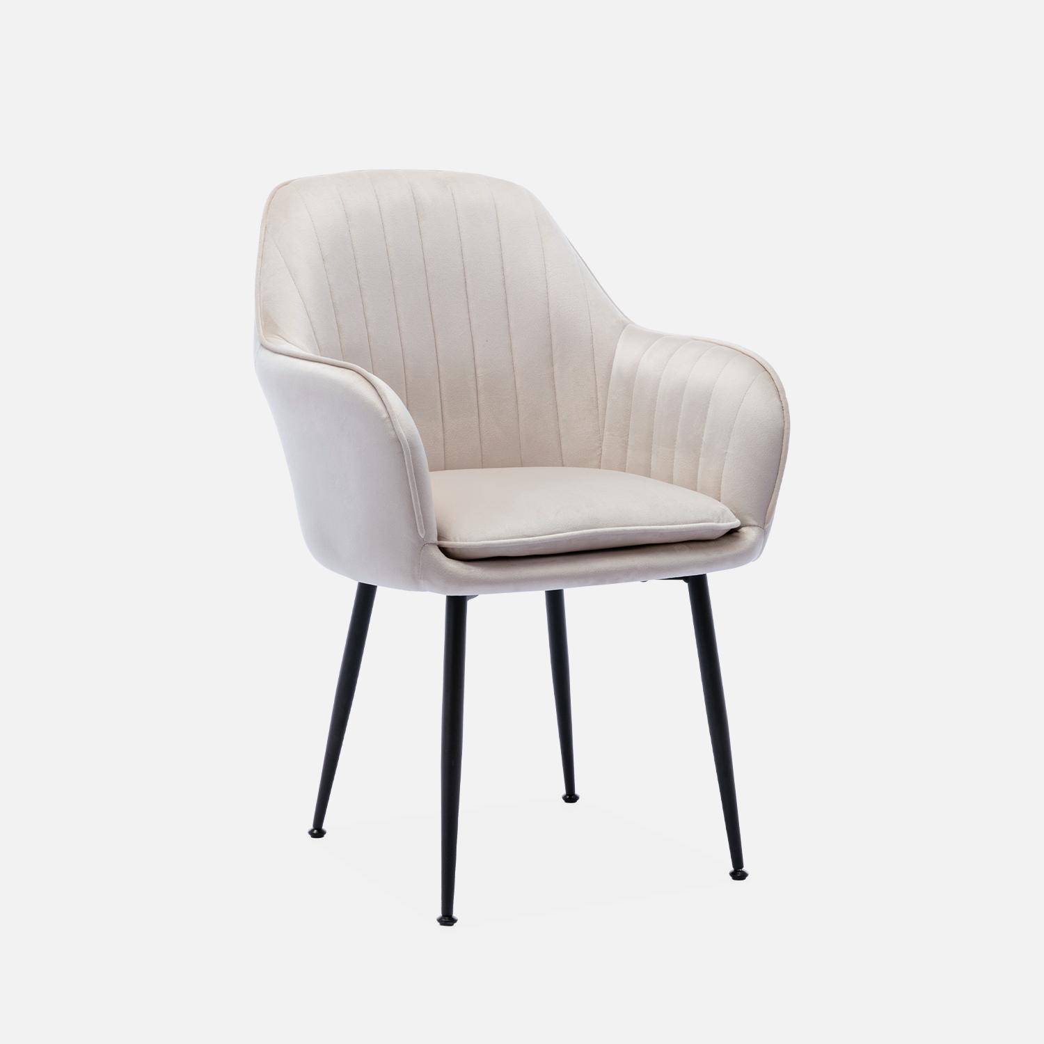 Velvet armchair with metal legs, 58x58x85cm - Shella - White Photo3