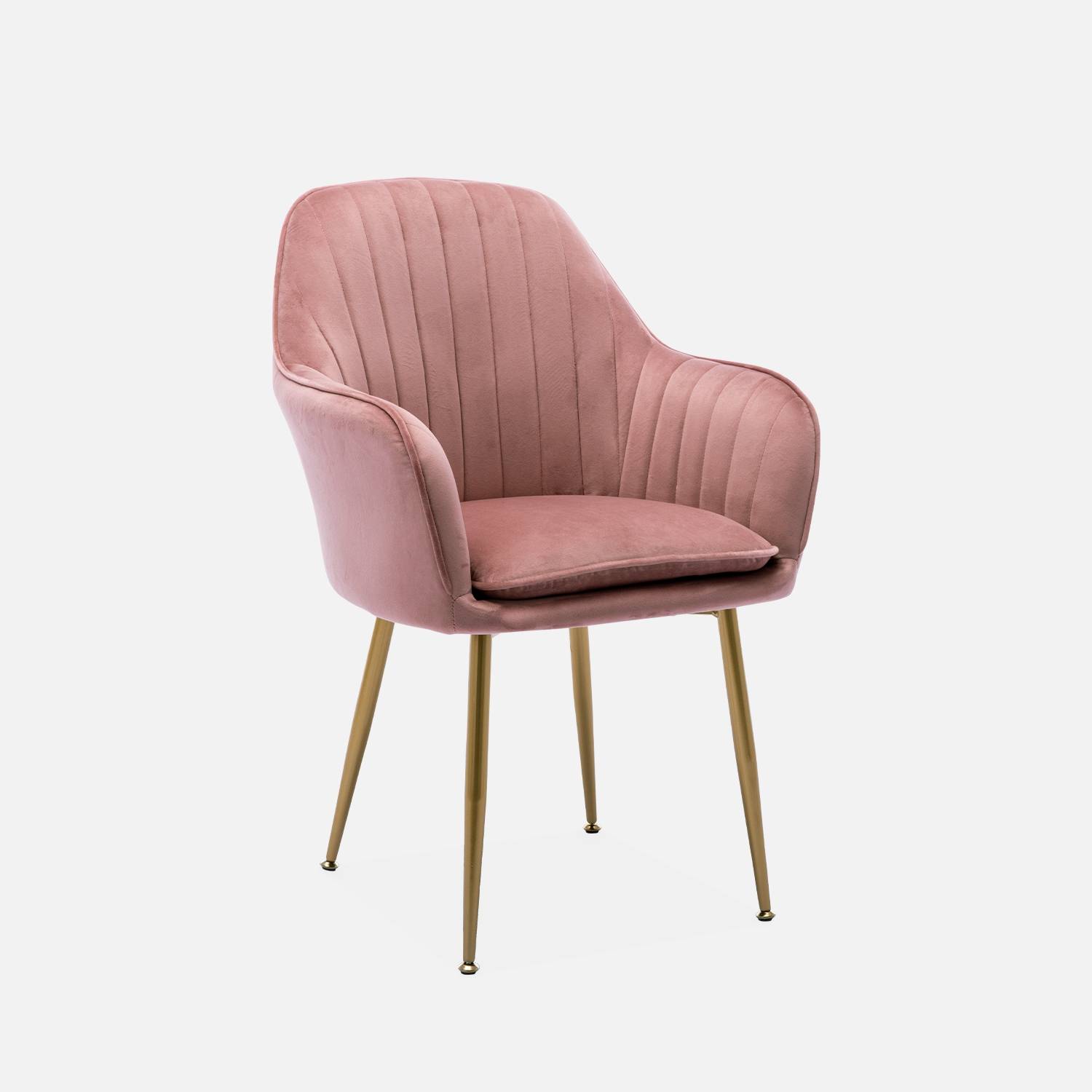 Velvet armchair with metal legs, 58x58x85cm - Rose Pink | sweeek