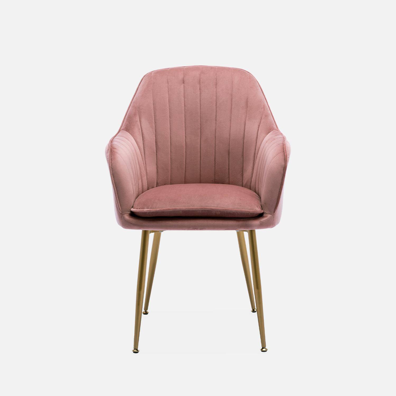Velvet armchair with metal legs, 58x58x85cm - Shella - Rose Pink,sweeek,Photo4