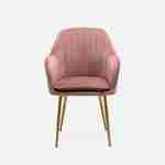 Velvet armchair with metal legs, 58x58x85cm - Shella - Rose Pink Photo4