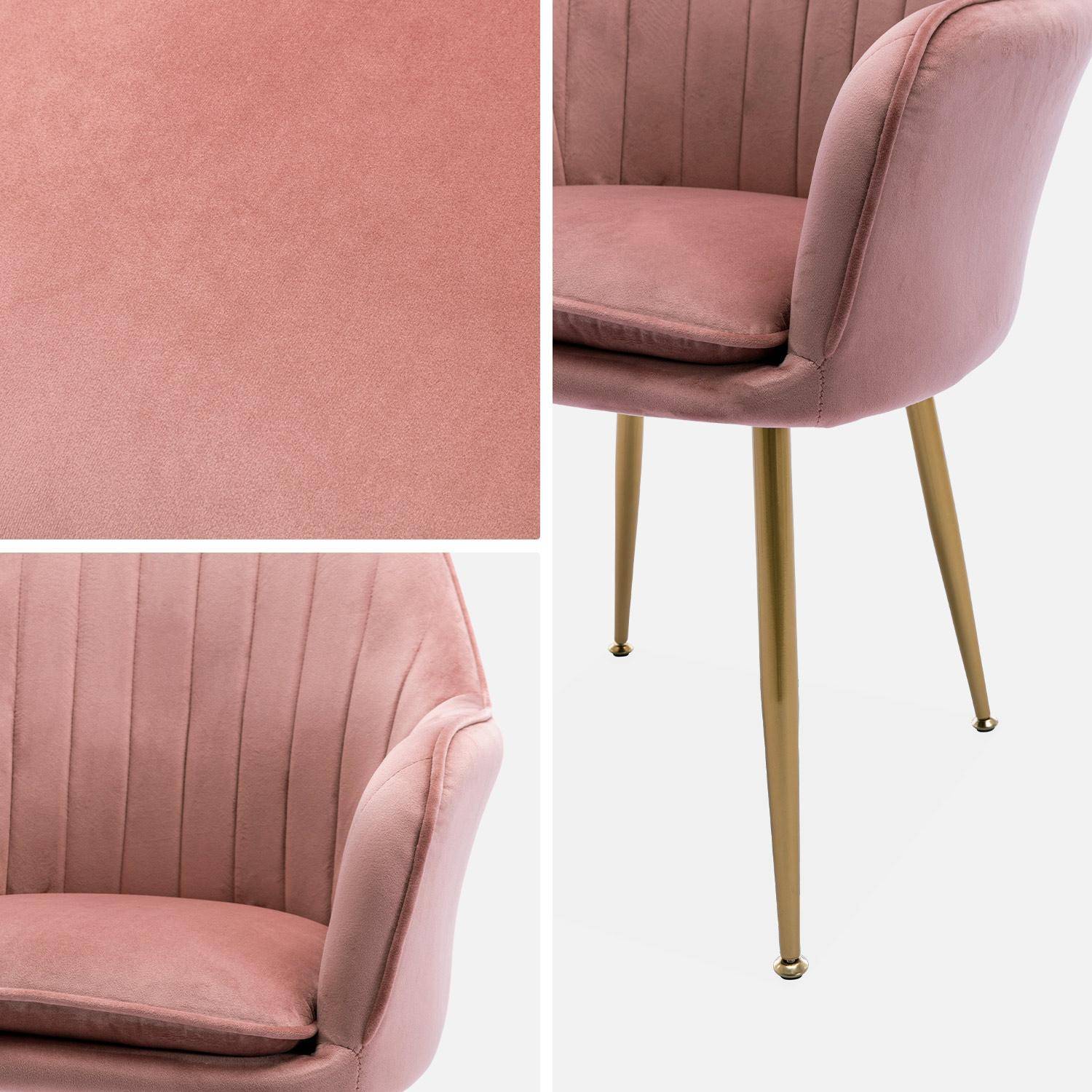 Velvet armchair with metal legs, 58x58x85cm - Shella - Rose Pink,sweeek,Photo5