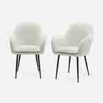 Set of 2 Boucle armchair with metal legs, 58x58x85cm - Shella Boucle - White Photo2