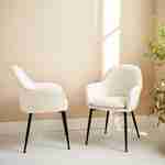 Set of 2 Boucle armchair with metal legs, 58x58x85cm - Shella Boucle - White Photo1