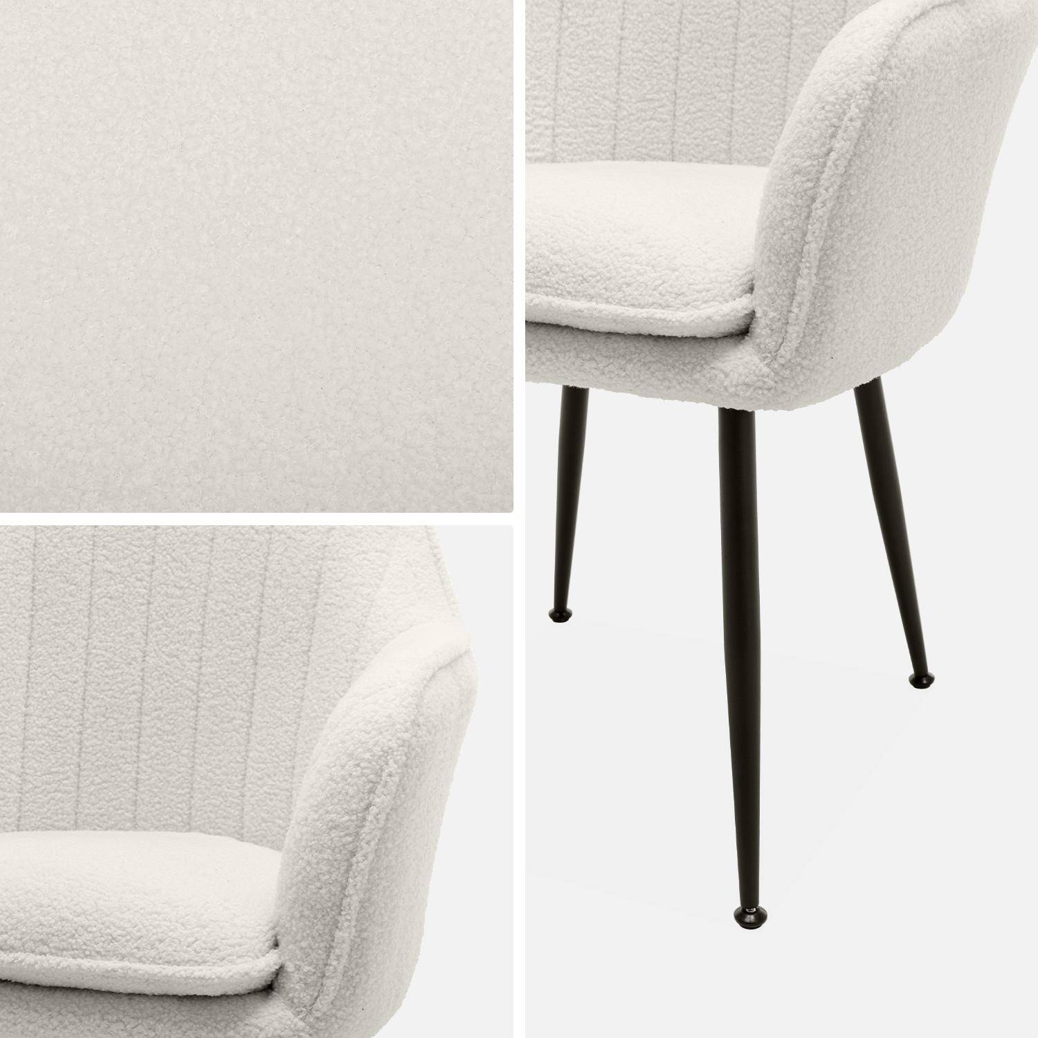 Pair of boucle fabric accent chairs with metal legs Off-White Boucle 57x59x84.5 cm - Shella boucle,sweeek,Photo5