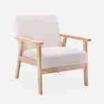 Scandi-style boucle armchair, wooden frame and boucle fabric, 64x69.5x73cm - Isak Boucle - White Photo3