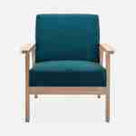 Scandi-style armchair, wooden frame, 64x69.5x73cm - Isak - Petrol Blue Photo3