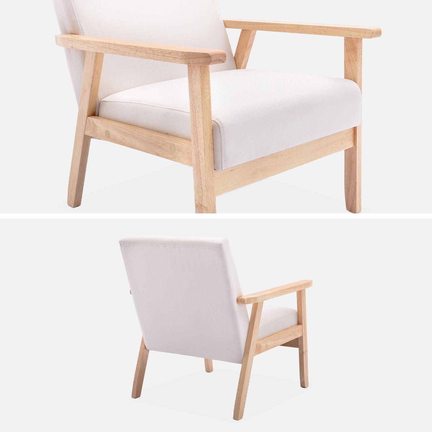 Scandi-style armchair, wooden frame, 64x69.5x73cm - Isak - Beige Photo5