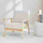 Scandi-style armchair, wooden frame, 64x69.5x73cm - Isak - Beige Photo1