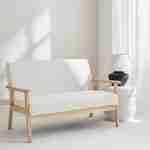 Scandi-style 2-seater boucle sofa, wooden frame, L114 x D69.5 x H73cm, white, Isak Photo1