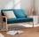 Scandi-style 2-seater sofa, wooden frame, 113x70.5x73cm, Petrol Blue | sweeek