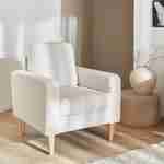 Scandi-style armchair with wooden legs - Bjorn - white boucle Photo1