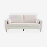 Large 3-seater sofa Scandi-style with wooden legs - Bjorn - white boucle Photo4