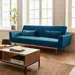 3-seater convertible sofa bed, petro blue, velvet Photo1