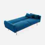 3-seater convertible sofa bed, petro blue, velvet Photo6