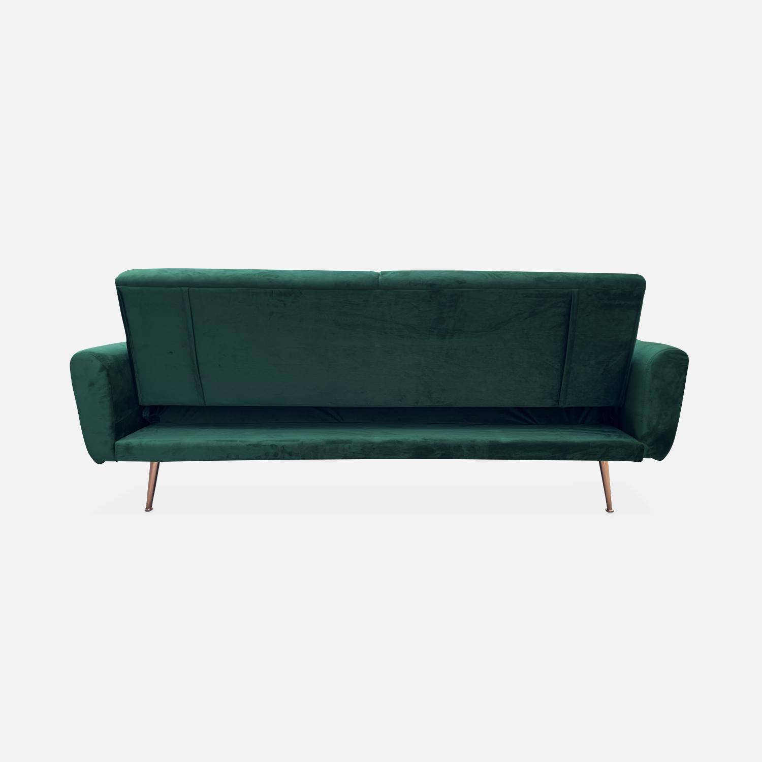 3-seater Velvet Convertible Sofa Bed, Dark Green