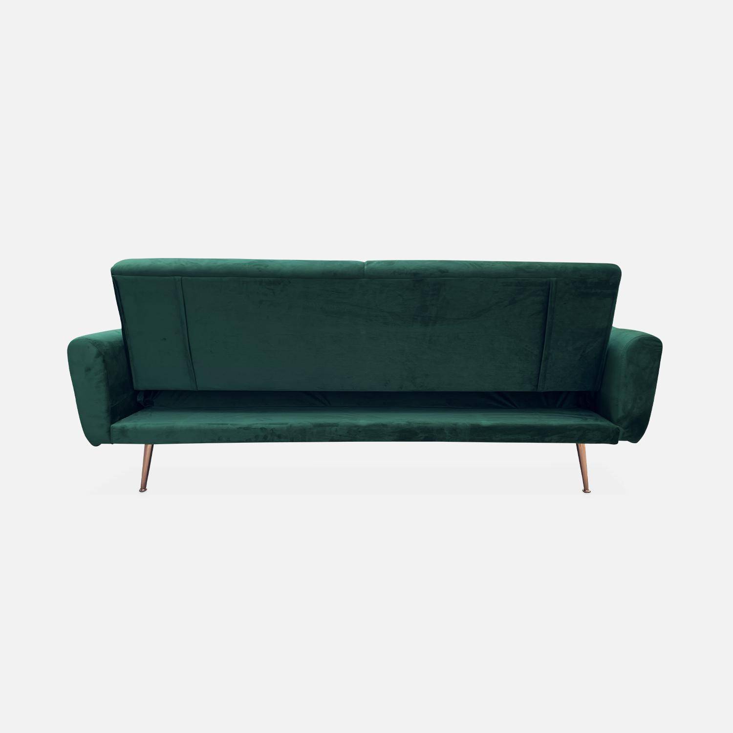 3-seater convertible sofa bed, green, velvet Photo3