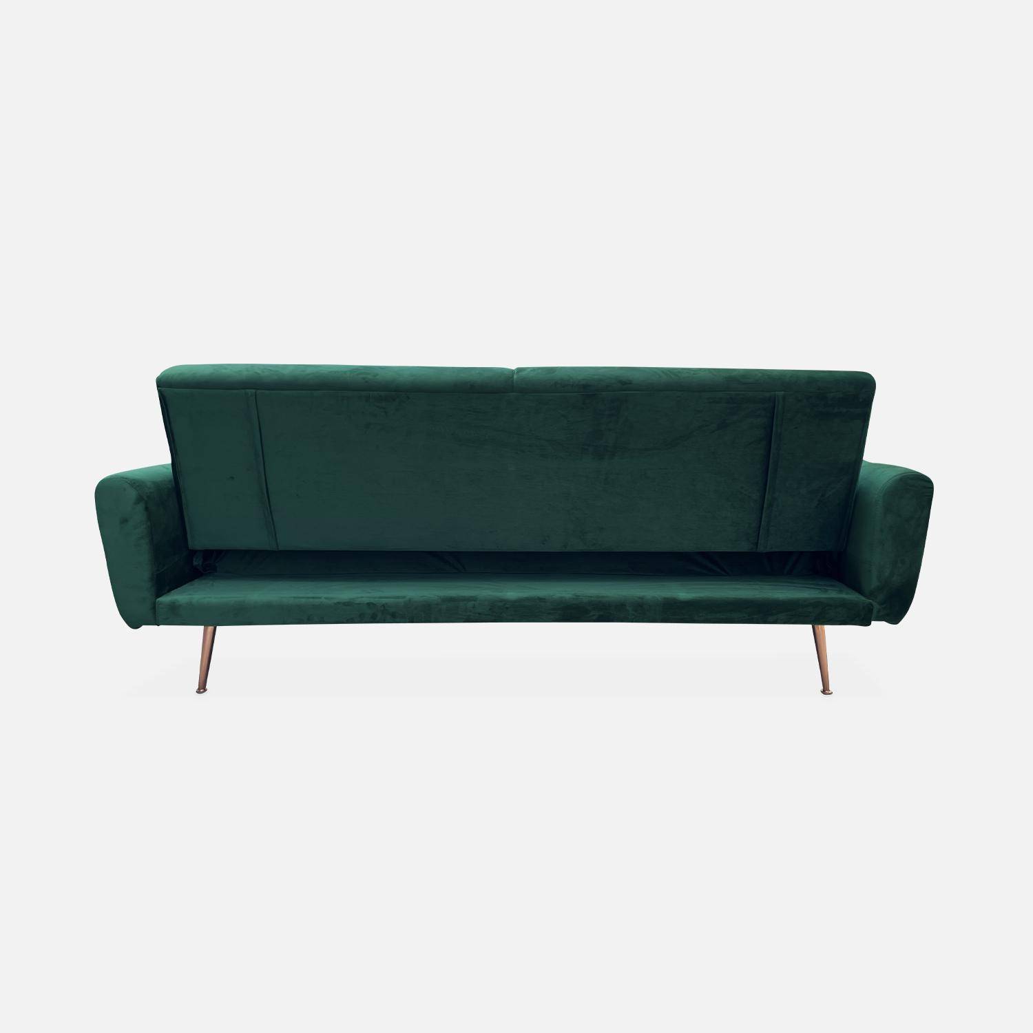 3-seater velvet convertible sofa bed, Oskar, Dark Green, 85x206.5x84 cm,sweeek,Photo4