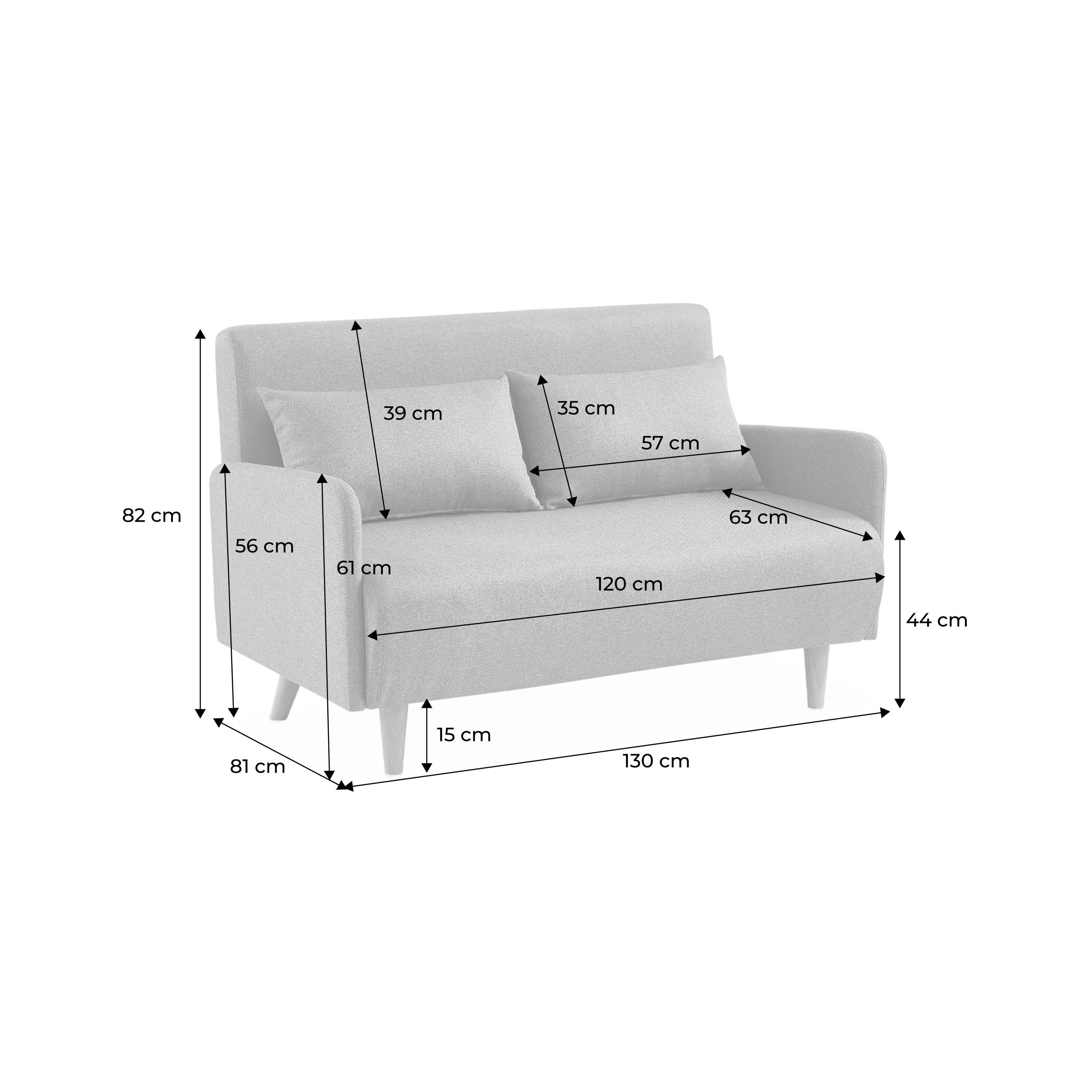 2-seater scandinavian convertible sofa with boucle fabric, Panam boucle, Off-White Boucle, 131x75x81 cm Photo10