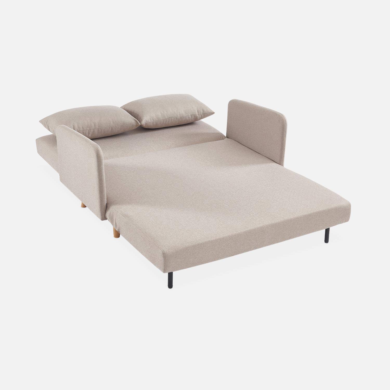 Sleeper, 2-Seater convertible sofa with wooden legs, L130xl81xH82cm, beige Photo7