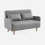 2-Seater convertible sofa with wooden legs, L130 x l81 x H82cm, grey Photo3