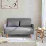 2-Seater convertible sofa with wooden legs, L130 x l81 x H82cm, grey Photo1