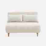 Sleeper, 2-Seater Convertible Sofa with Wooden Legs,  L120xW81xH82cm, white bouclette Photo4