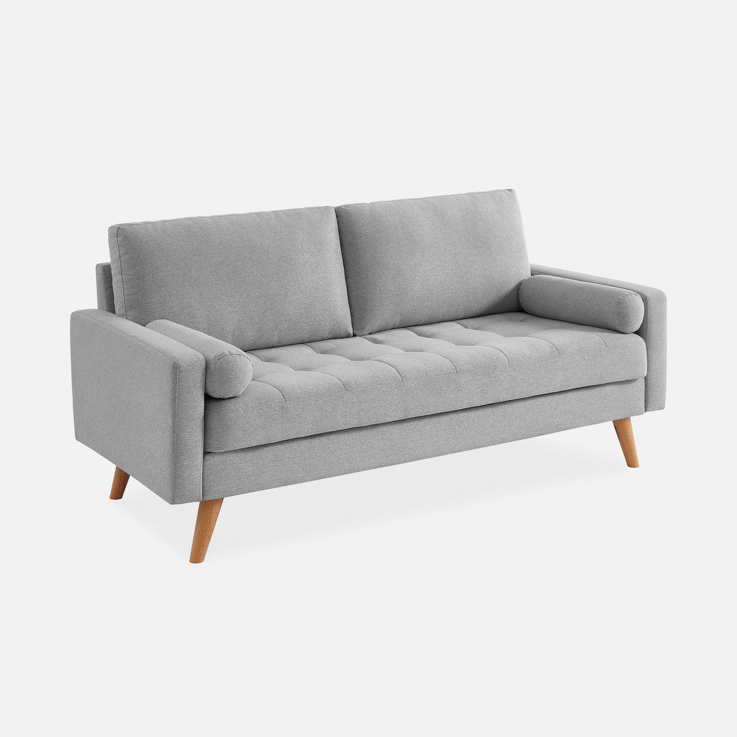 3-seater sofa with Scandi style wooden legs - Ivar - Grey Photo3