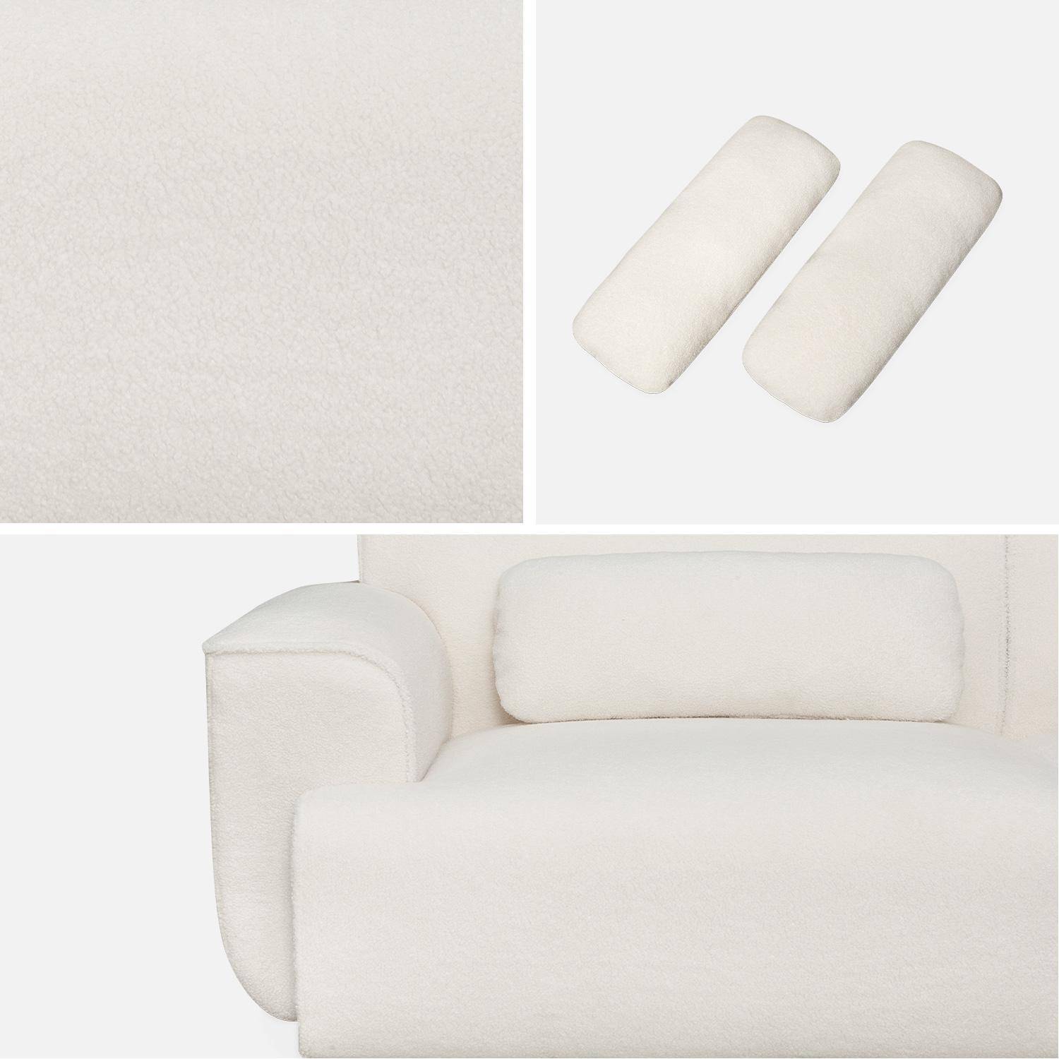 3-Seater Boucle Sofa, polyester,  L230xW98xH73cm, white,sweeek,Photo8