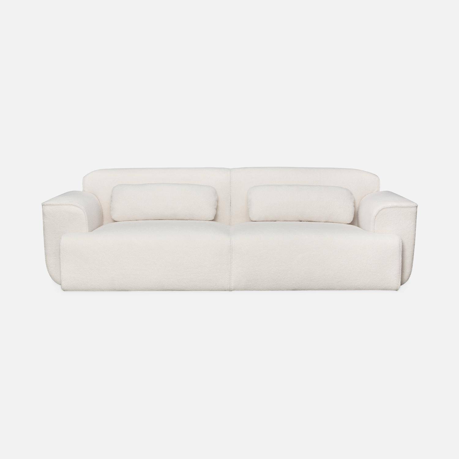 3-Seater Boucle Sofa, polyester,  L230xW98xH73cm, white Photo7