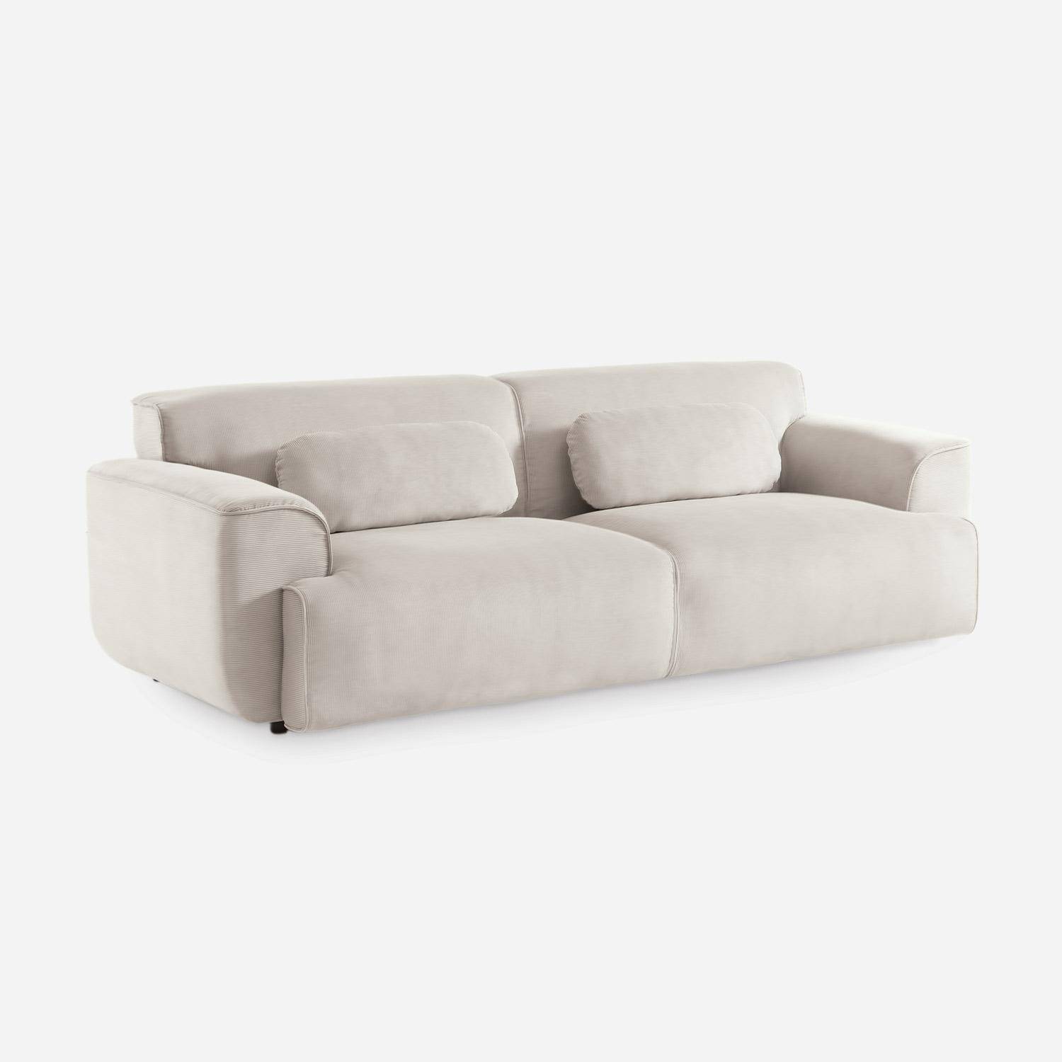  3-Seater corduroy velvet Sofa 230cm, deep seat, cushions provided and removable, beige,sweeek,Photo5