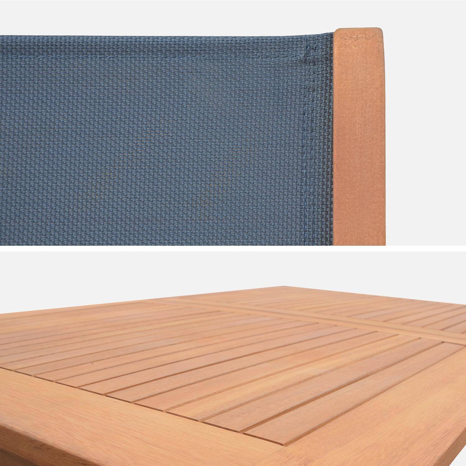 Conjunto de mobiliário de jardim em madeira Almeria, taupe, mesa retangular 120-180cm, 6 cadeiras em eucalipto FSC e textilene Photo4
