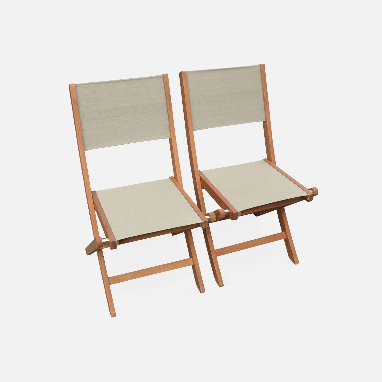 6-seater extendable wooden garden table with 6 textilene chairs, Almeria table 180cm + 6 chairs, Natural, 180x80x75 cm Photo2