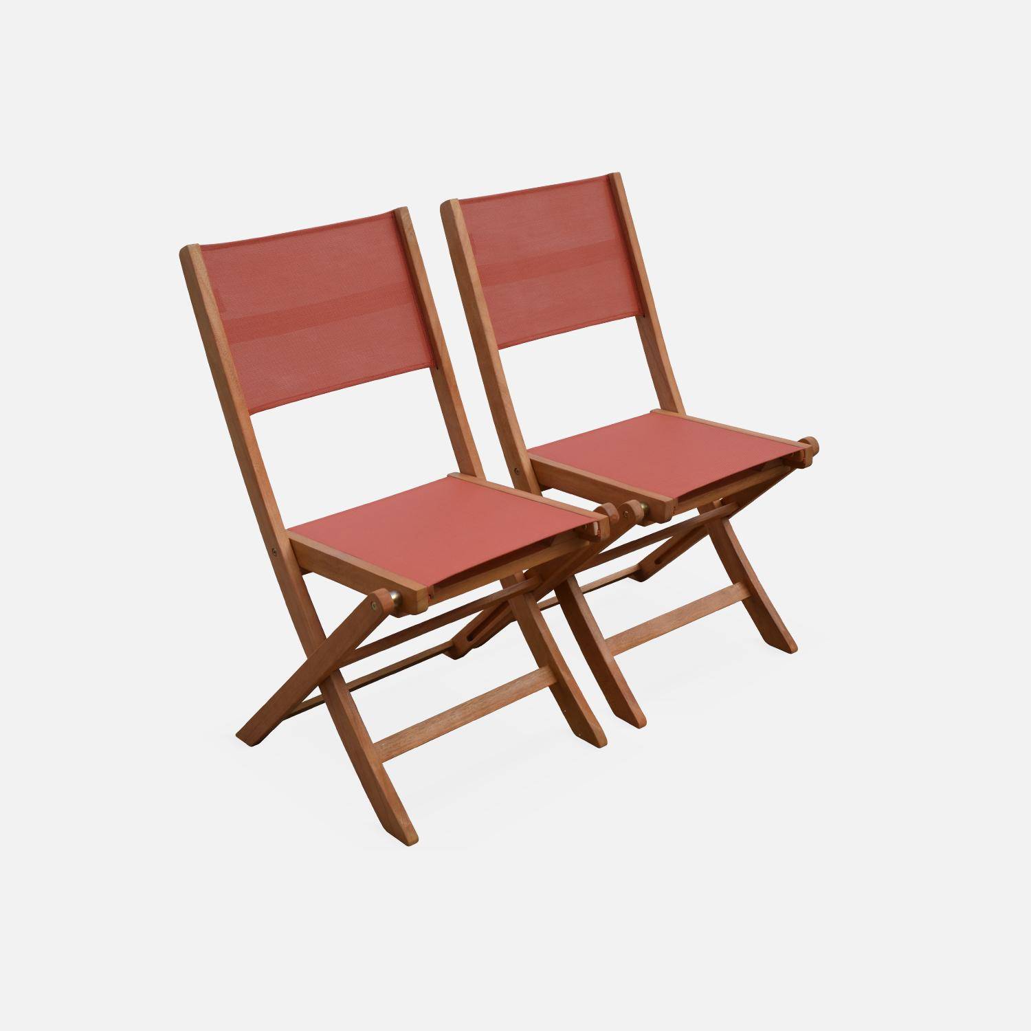 6-seater extendable wooden garden table with 6 textilene chairs, Almeria table 180cm + 6 chairs, Natural, 180x80x75 cm Photo2